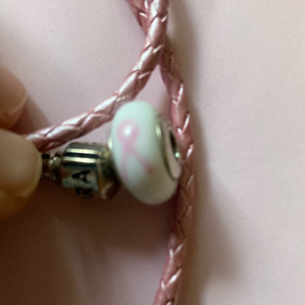 Pandora Breast Cancer Pink and White Charm